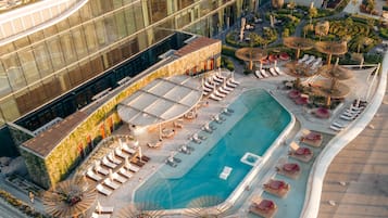 Indoor pool, 2 outdoor pools, open 8:00 AM to 8:00 PM, pool loungers
