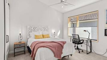 2 bedrooms, desk, iron/ironing board, travel crib