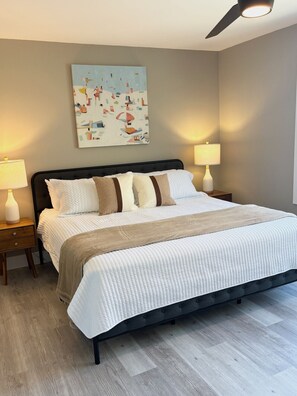 4 bedrooms, desk, iron/ironing board, travel cot