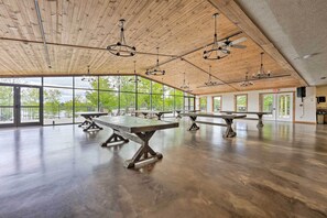 A spacious indoor area with high ceilings, large windows, and multiple tables. - Cassopolis Escape, Near Stevens Memorial Park (Cassopolis)