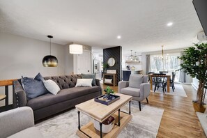 Smart TV, fireplace, video games
