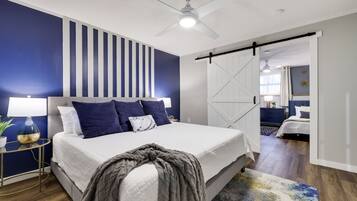 5 quartos, roupas de cama premium, ferros/tábuas de passar roupa