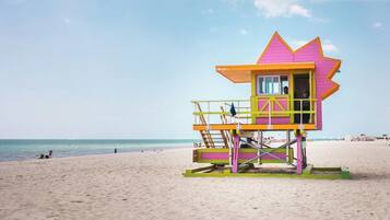 Enjoy stunning ocean views from the lookout platform of this beachside lifeguard tower.