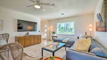 TV, DVD player, books, video library