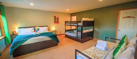 4 bedrooms, iron/ironing board, travel crib, WiFi