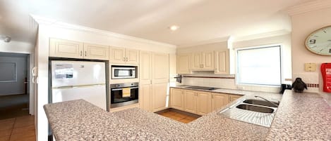 Microwave, oven, stovetop, dishwasher