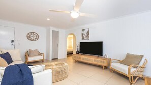 TV - Ocean views of Main Beach from the deck of this 2 bedroom upstairs unit with Lock Up Garage (YAMBA)