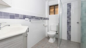 Shower - Ocean views of Main Beach from the deck of this 2 bedroom upstairs unit with Lock Up Garage (YAMBA)
