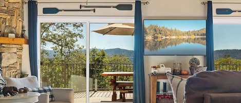 House, Multiple Beds, Patio, Mountain View (Bearfoot Lodge at Lake Arrowhead) | Living area | 42-inch flat-screen TV with digital channels, fireplace