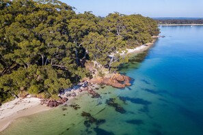 On the beach, beach towels