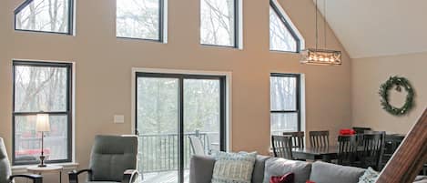 Smart TV, fireplace, video games, ping pong