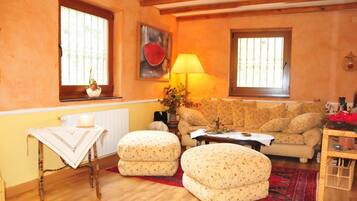 Een open haard, een dvd-speler en een stereo