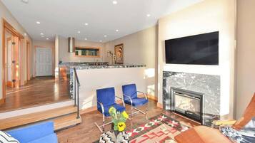 TV, fireplace