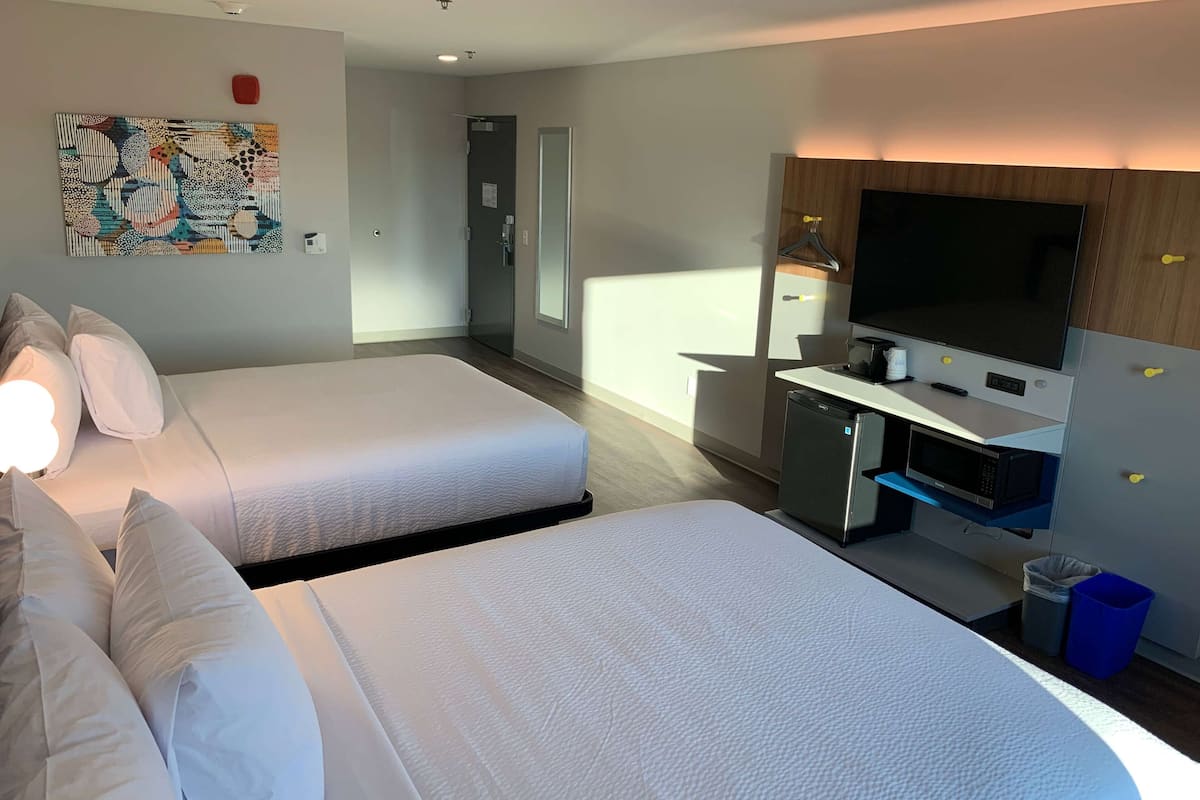 Room, 2 Queen Beds, Accessible, Non Smoking (Mobility, Bathtub w/Grab Bars) | Desk, laptop workspace, iron/ironing board, free WiFi