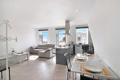 Dining. Traditional 3-Bedroom Apartment with Mountain View, Private Terrace, and Air Conditioning