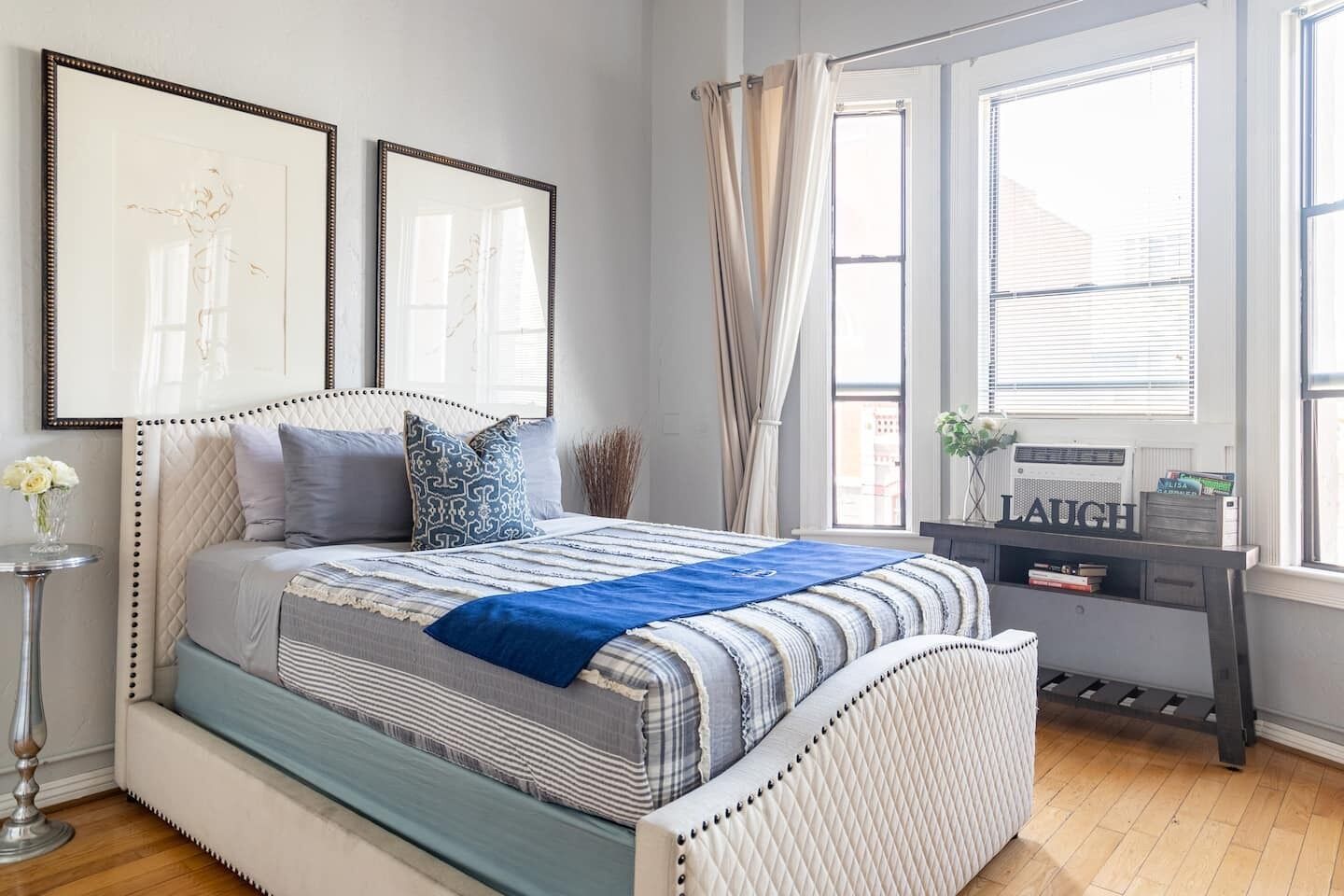 1 bedroom, desk, iron/ironing board, travel cot