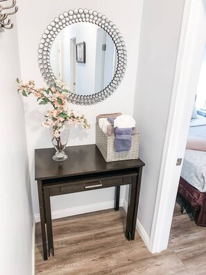 2 bedrooms, desk, iron/ironing board, travel crib