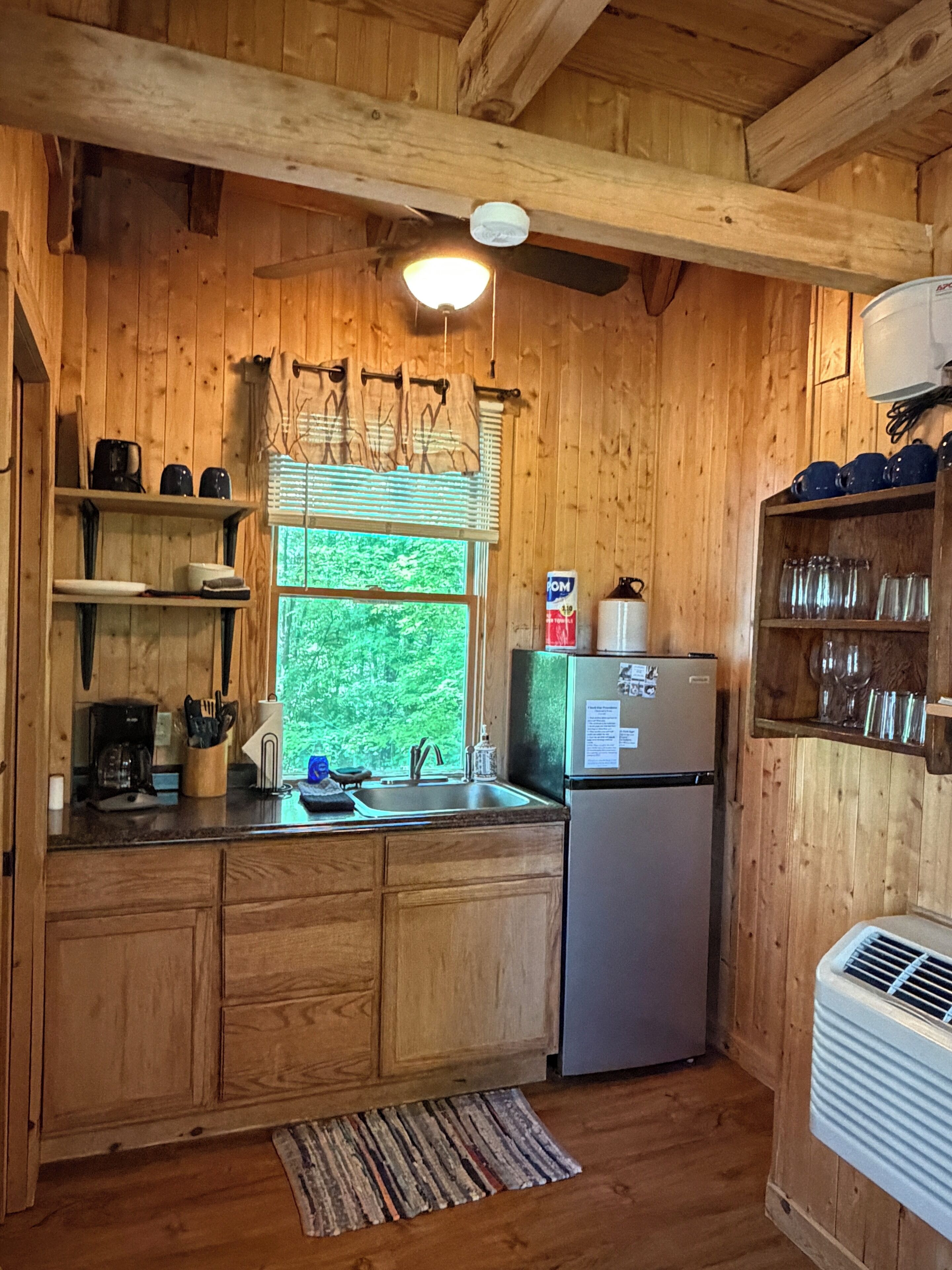 Microwave, coffee/tea maker, toaster, cookware/dishes/utensils
