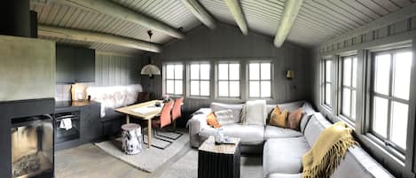 Smart-TV, Kamin, Videospielkonsole, Bücher