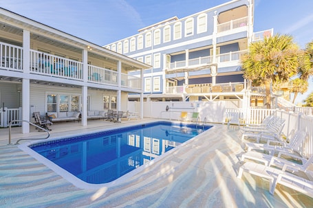Outdoor pool. Lavish Accessible On Ocean: 4 Kings, Huge Private Pool/Yard/Spa/Patio/GameTables