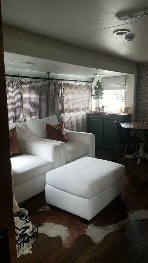 Smart TV, chimenea y libros