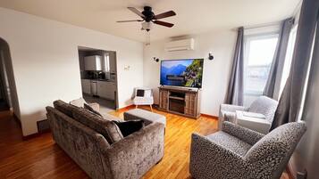 Smart TV, fireplace, video games