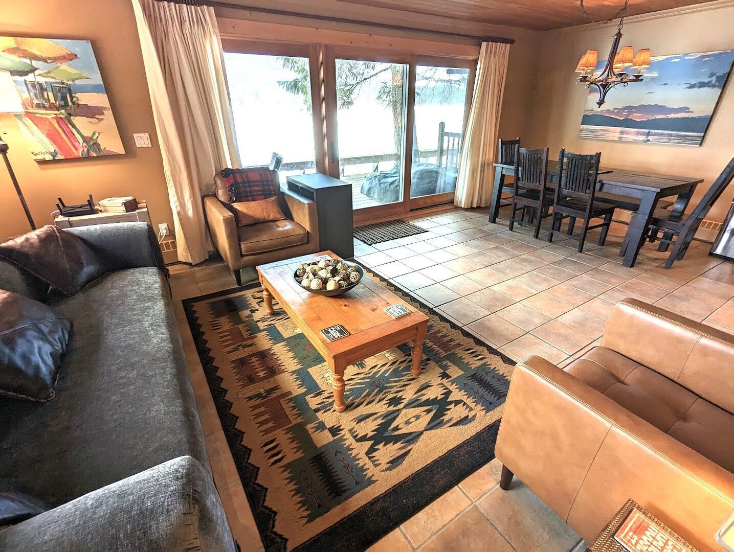 TV, fireplace, DVD player, books