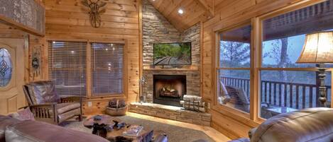 TV, fireplace, video games, table football