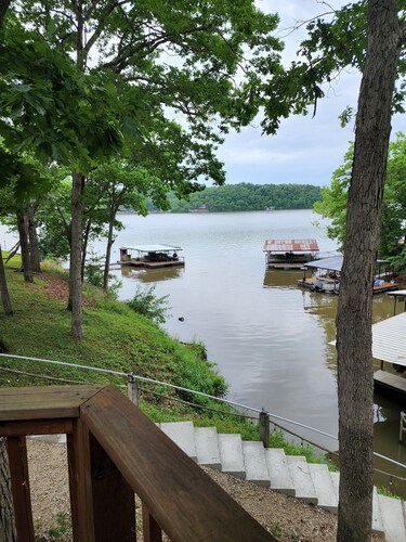 Secluded Lake of the Ozarks Vacation Home Waterfront with a Covered Dock.