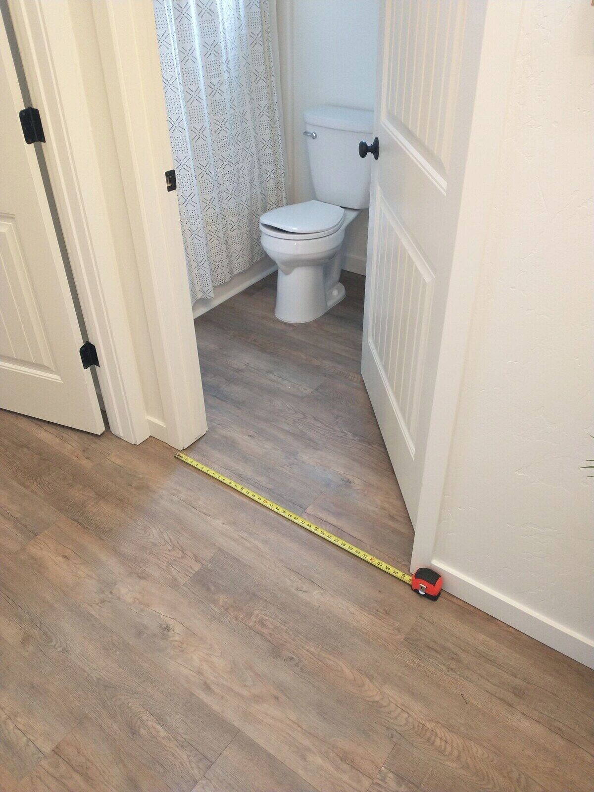 Bathroom is step-free and wider than 32 inches