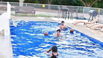 3 outdoor pools, open 8:00 AM to 11:00 PM, pool umbrellas, pool loungers