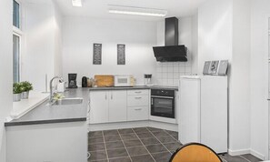 Fridge, coffee/tea maker, electric kettle