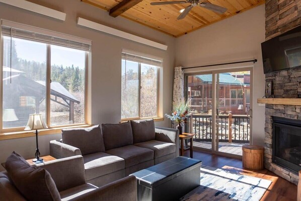 TV, fireplace, offices