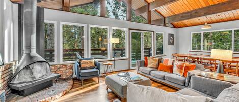 Televisión, chimenea