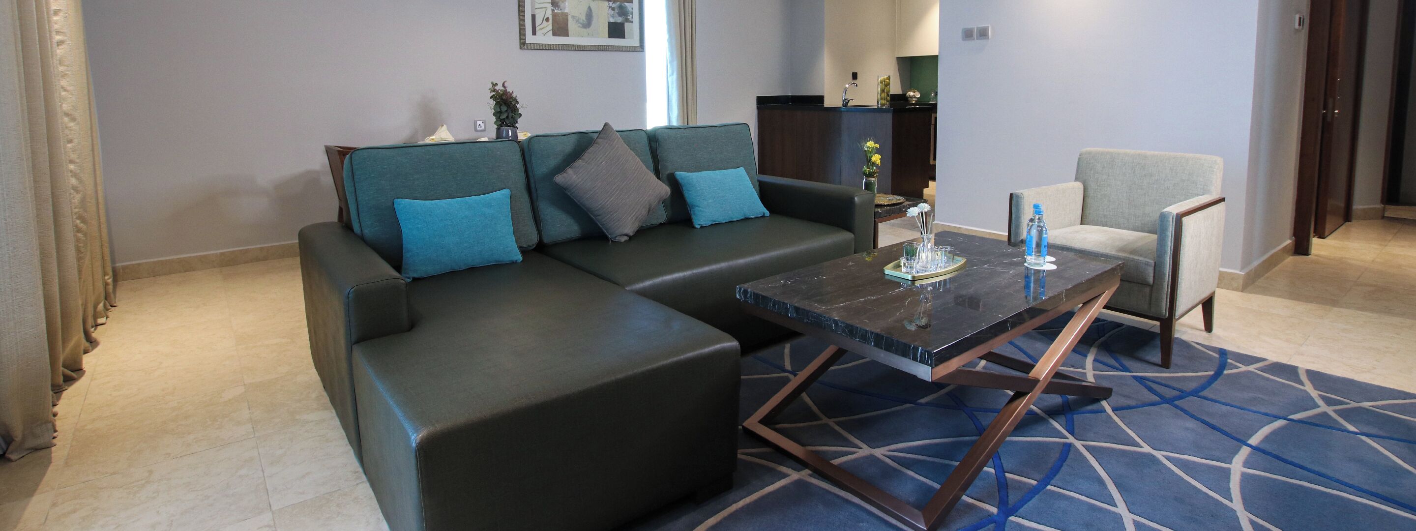 King Suite Seaview With Jacuzzi | Living room | 50-inch LED TV with satellite channels, TV