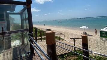 On the beach, white sand