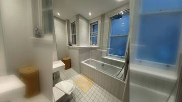 Bathtub, hair dryer