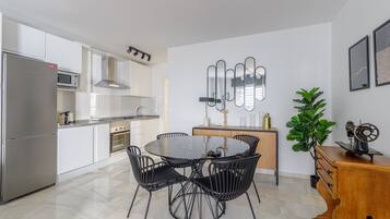 Fridge, microwave, oven, electric kettle