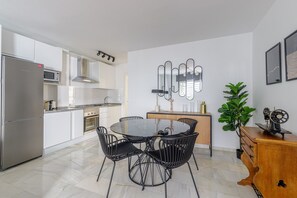 Fridge, microwave, oven, electric kettle