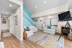 TV, fireplace, video games