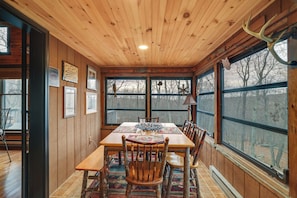 Dining - Deck + Forest Views: Secluded Cresco Cabin! (Cresco)