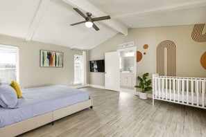 4 bedrooms, memory-foam beds, desk, blackout curtains