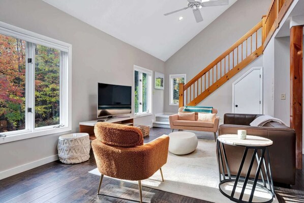 Televisión y chimenea