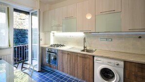 A modern kitchen with a gas stove, sink, dishwasher, and washing machine. - Lovely apartment in Recco (Recco)