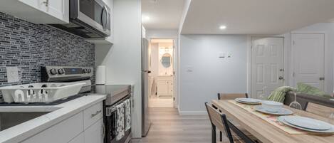 Fridge, microwave, oven, dishwasher