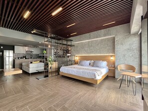 Departamento empresarial, acceso a la alberca | 1 habitación, sábanas de algodón egipcio y ropa de cama de alta calidad 