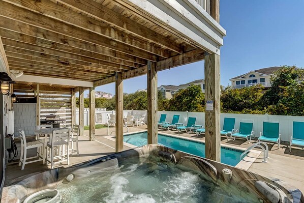 Outdoor dining - Eden Found | 290 ft to the beach | Private Pool, Hot Tub (Corolla)
