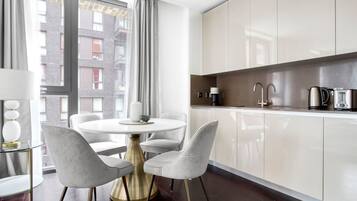 Fridge, microwave, oven, dishwasher
