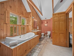 Combined shower/bathtub, jetted bath, hair dryer, bidet