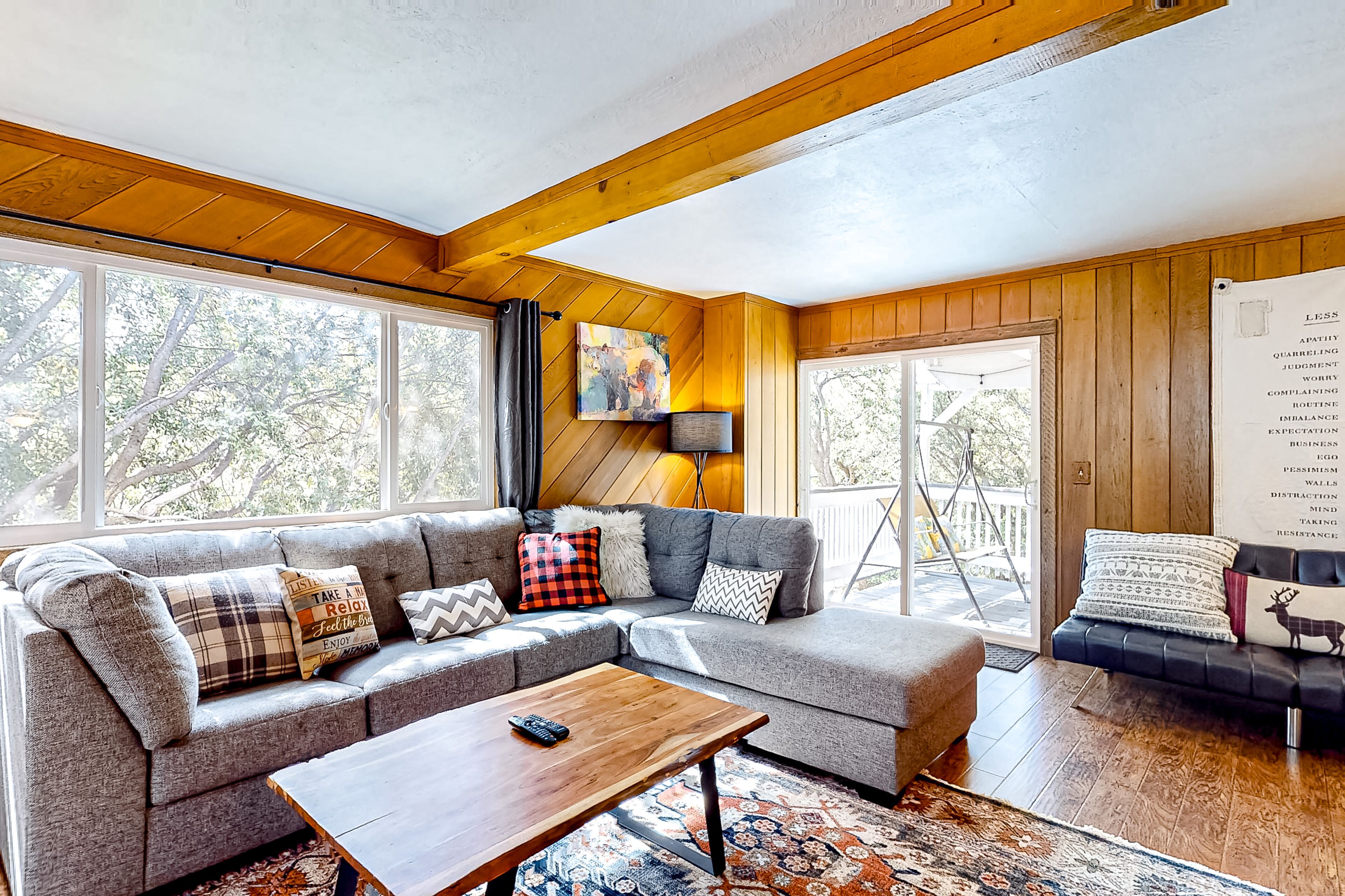 Televisión, chimenea, consola de videojuegos y libros 